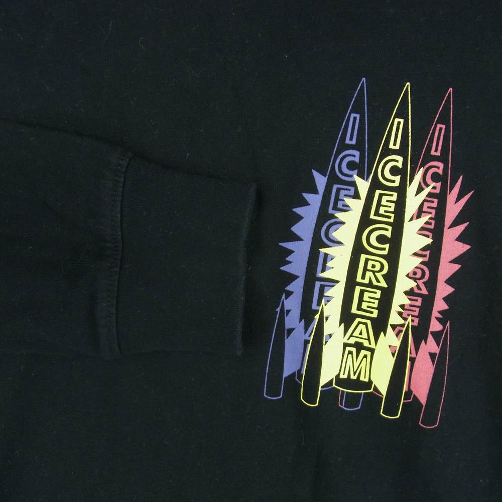 ICE CREAM アイスクリーム 401-9304 21SS BBC billionaire boys club ビリオネアボーイズクラブ CRAYON L/S T-SHIRT クレヨン プリント ロンT 長袖 Tシャツ ブラック系 L【中古】