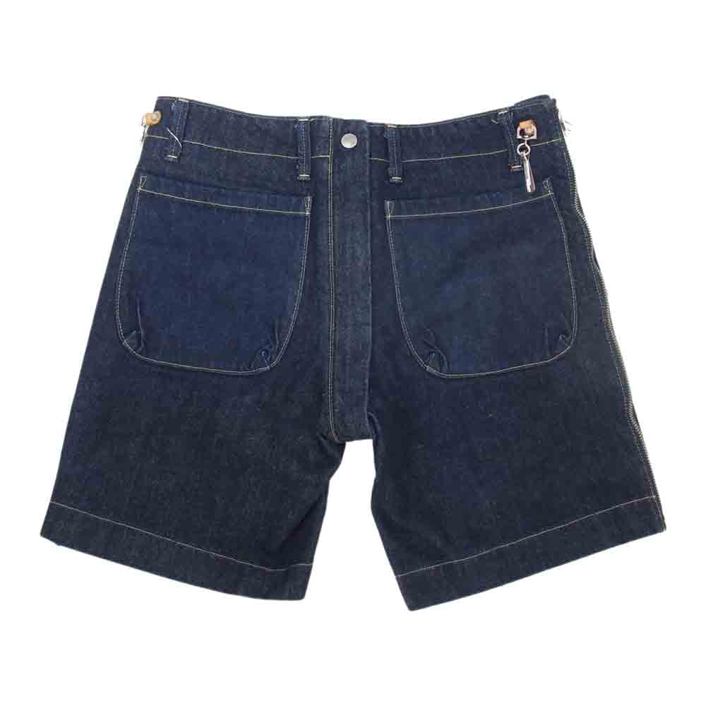 GANRYU ガンリュウ COMME des GARCONS コムデギャルソン AD2016 ER-P013 綿デニム 製品洗い サイドジップ ショートパンツ ハーフパンツ インディゴブルー系 M【中古】