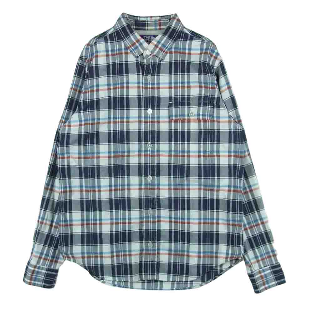 THE NORTH FACE ノースフェイス NT3510N PURPLE LABEL COOLMAX Check B.D Shirt パープル レーベル クールマックス チェック 長袖 シャツ【中古】