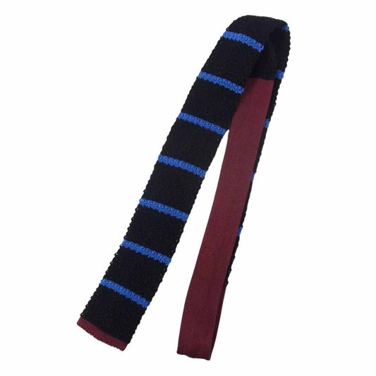 COMME des GARCONS HOMME コムデギャルソンオム HK-K402 ボーダー スクエア シルク ニットタイ ブラック系 ブルー系 ワインレッド系【中古】