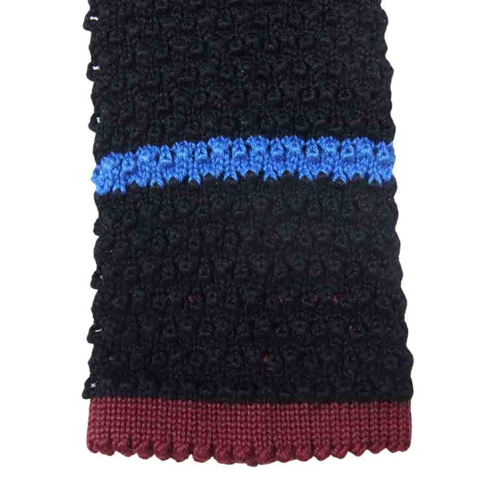 COMME des GARCONS HOMME コムデギャルソンオム HK-K402 ボーダー スクエア シルク ニットタイ ブラック系 ブルー系 ワインレッド系【中古】