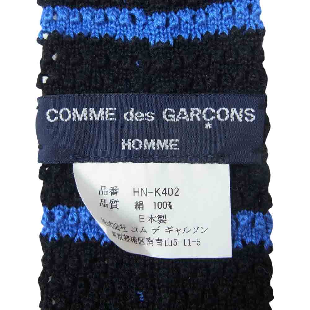 COMME des GARCONS HOMME コムデギャルソンオム HK-K402 ボーダー スクエア シルク ニットタイ ブラック系 ブルー系 ワインレッド系【中古】