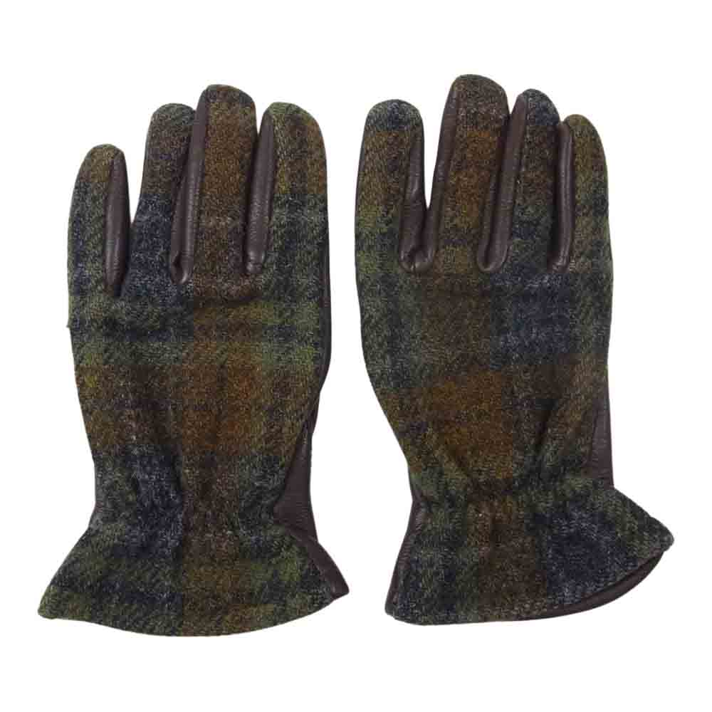 COMME des GARCONS HOMME コムデギャルソンオム HJ-Ｋ701 × Harris Tweed ハリスツイード レザー切替 グローブ ブラウン系【美品】【中古】