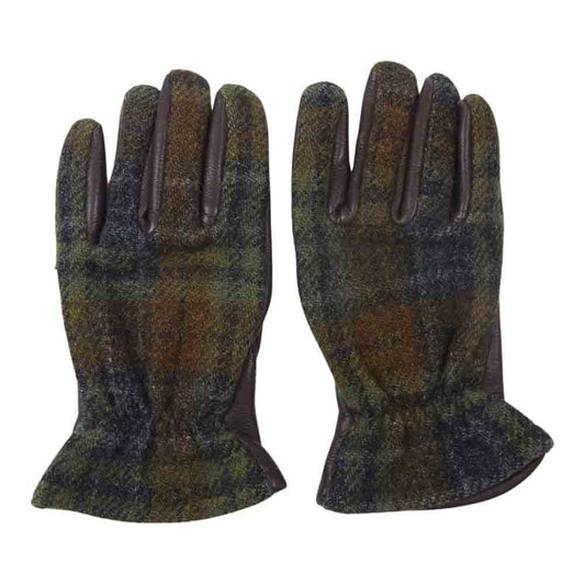 COMME des GARCONS HOMME コムデギャルソンオム HJ-Ｋ701 × Harris Tweed ハリスツイード レザー切替 グローブ ブラウン系【美品】【中古】