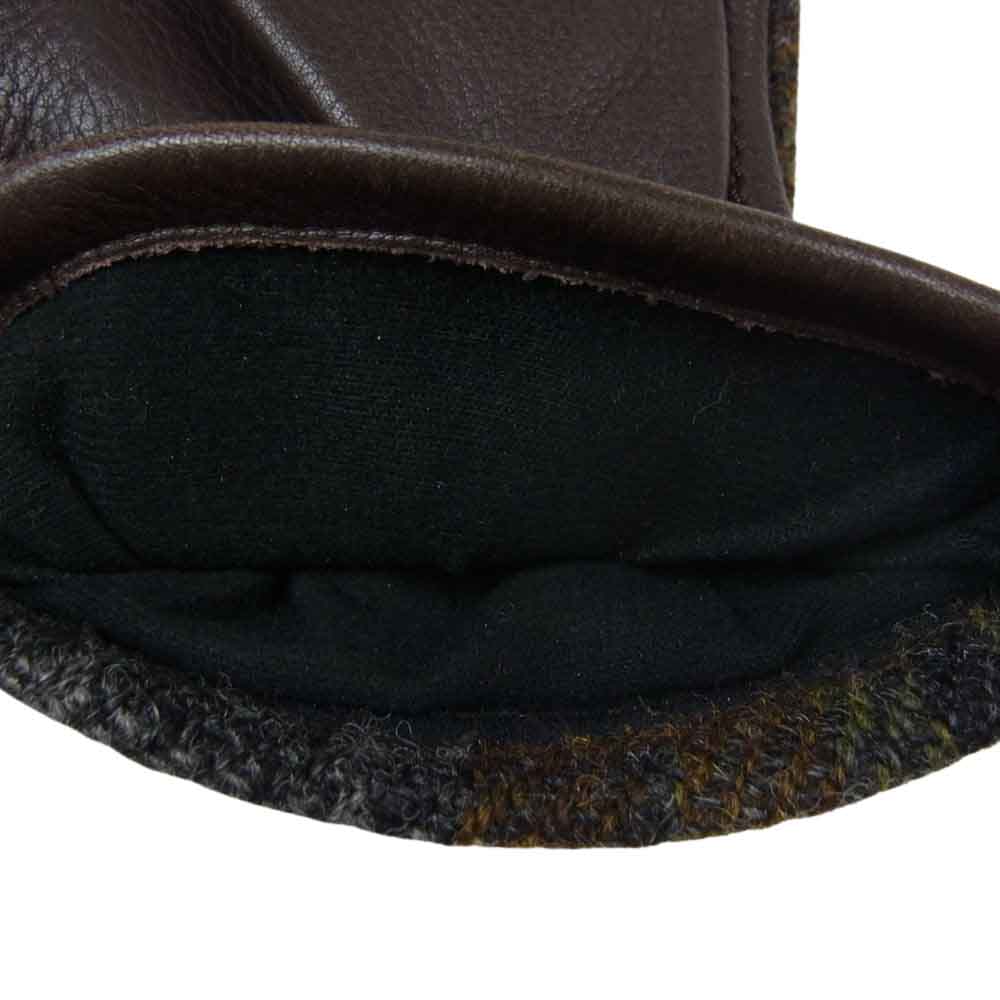 COMME des GARCONS HOMME コムデギャルソンオム HJ-Ｋ701 × Harris Tweed ハリスツイード レザー切替 グローブ ブラウン系【美品】【中古】
