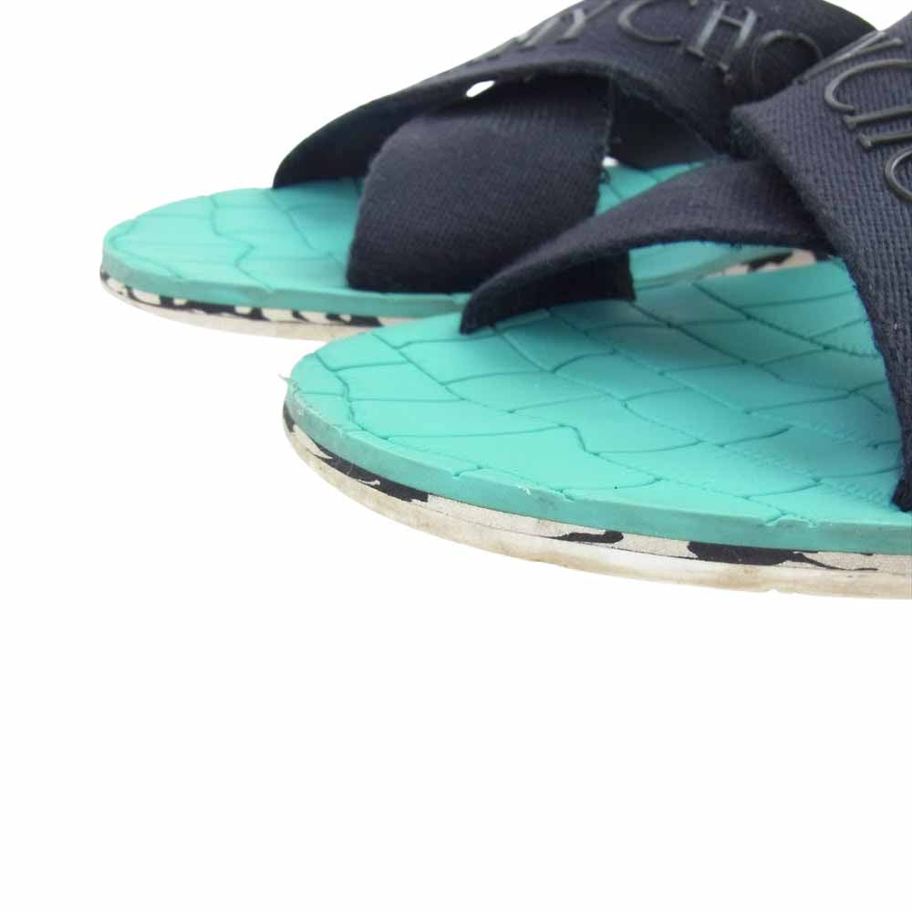 JIMMY CHOO ジミーチュウ Clive grosgrain sandals グログラン サンダル  ブラック系 ライトブルー系【中古】