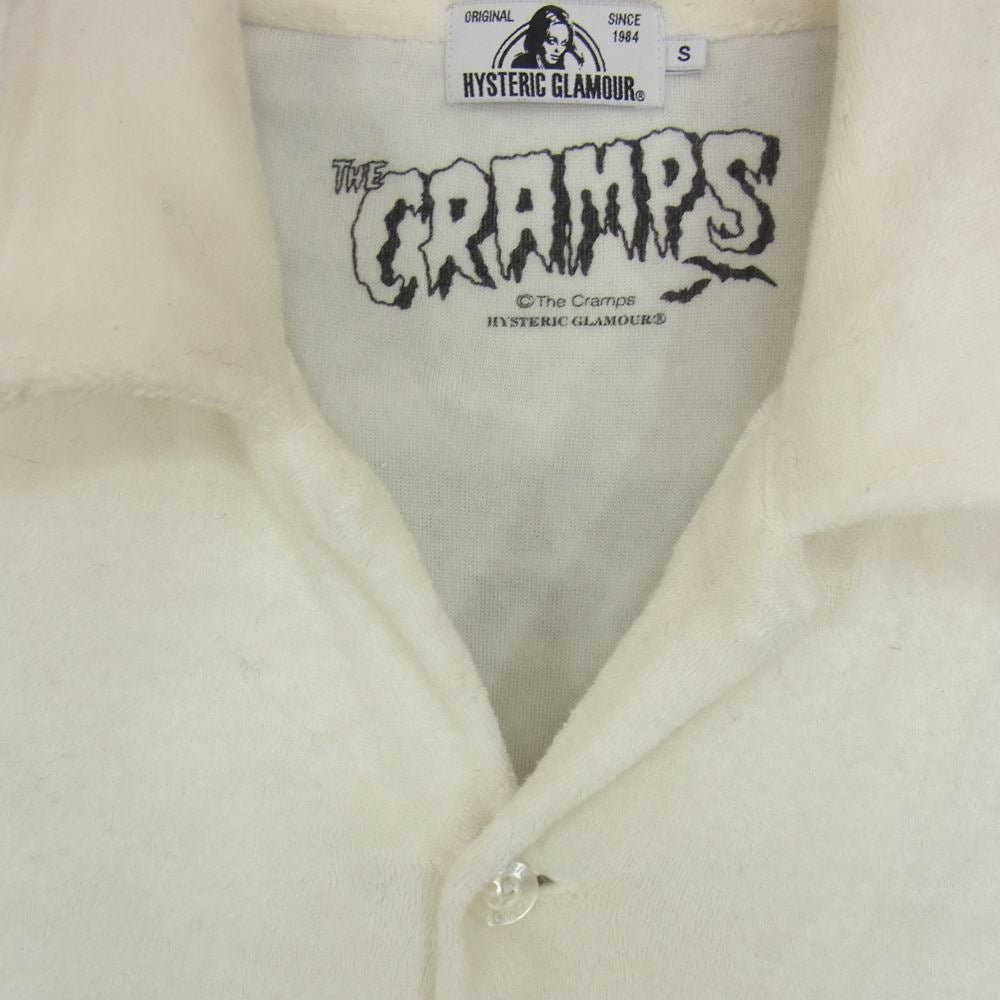 HYSTERIC GLAMOUR ヒステリックグラマー 02181CH01 THE CRAMPS パイル 半袖 シャツ ホワイト系 S【中古】