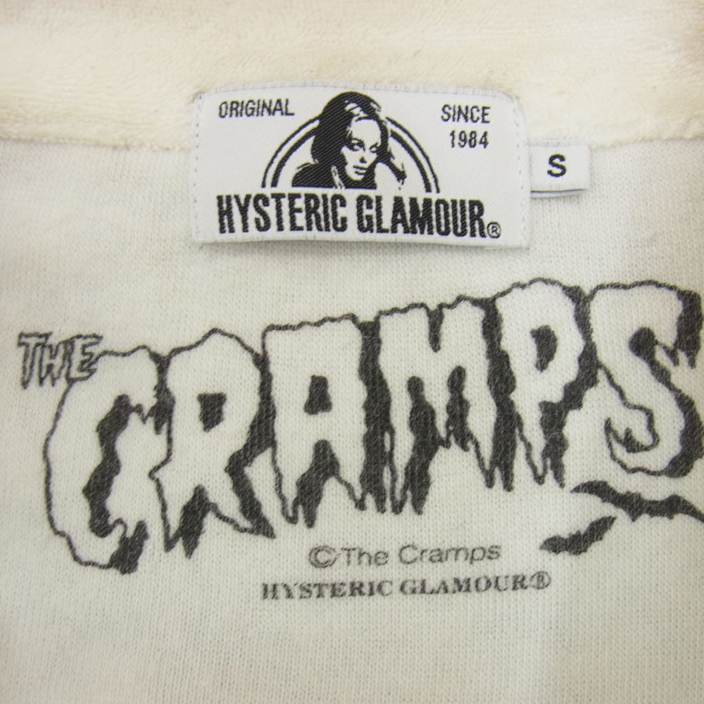 HYSTERIC GLAMOUR ヒステリックグラマー 02181CH01 THE CRAMPS パイル 半袖 シャツ ホワイト系 S【中古】