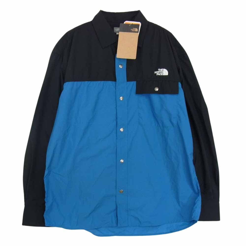 THE NORTH FACE ノースフェイス NR11961 L/S Nuptse Shirt 長袖 ヌプシ ナイロン シャツ ブルー系 ブラック系 L【新古品】【未使用】【中古】