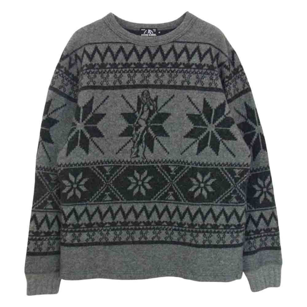 HYSTERIC GLAMOUR ヒステリックグラマー 0263CS09 ガール ノルディック柄 ジャガード ニット グレー系 M【中古】