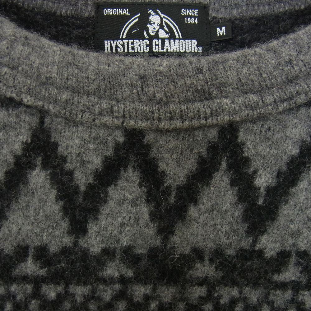 HYSTERIC GLAMOUR ヒステリックグラマー 0263CS09 ガール ノルディック柄 ジャガード ニット グレー系 M【中古】