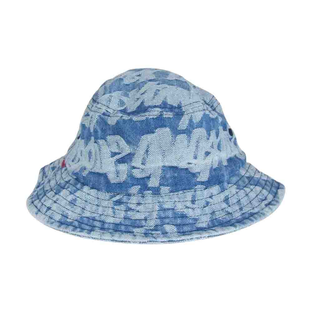 Supreme シュプリーム 22SS Fat Tip Jacquard Denim Crusher ファット ティップ ジャガード デニム クラッシャー バケット ハット インディゴブルー系【中古】