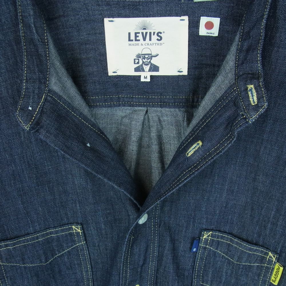 Levi's リーバイス PC9-56470-0000 MADE ＆ CRAFTED LMC POGGY WORK SHIRT ポギー バンドカラー 長袖 ワーク シャツ インディゴブルー系 M【中古】
