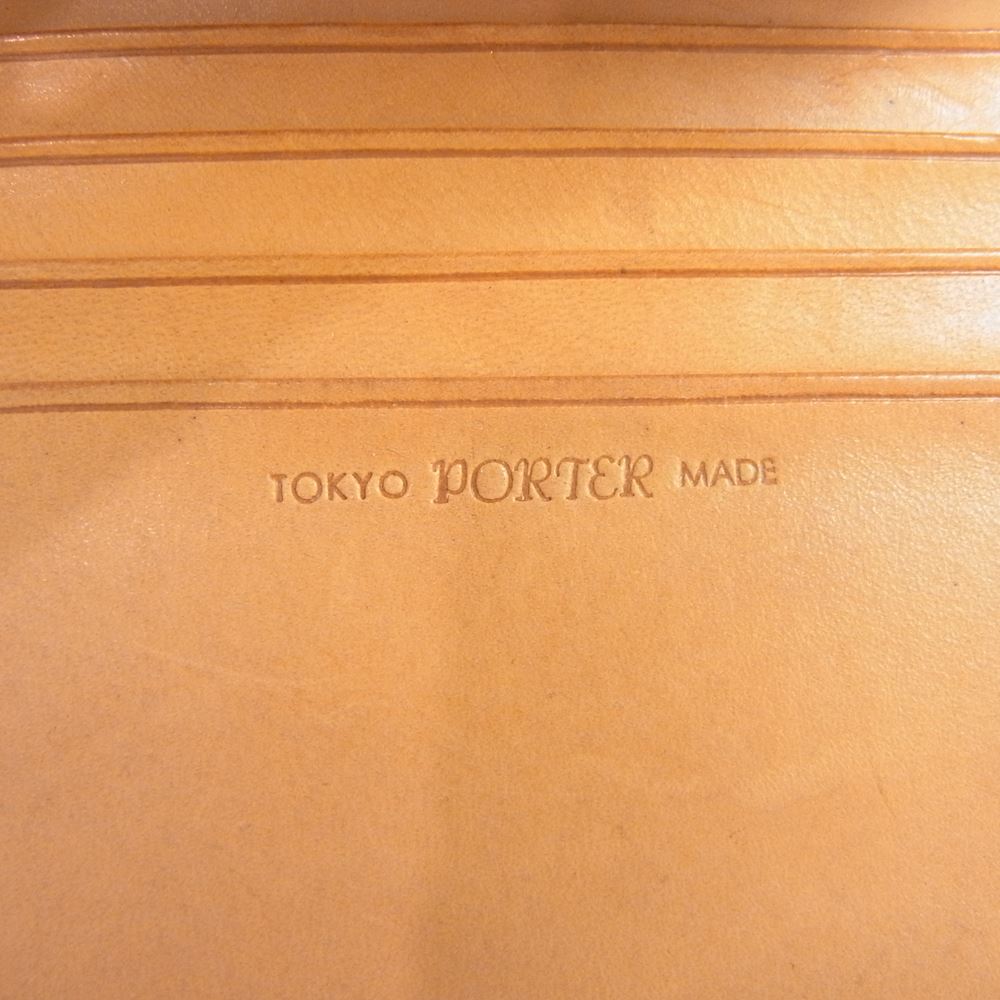 PORTER ポーター 925 二つ折り レザー コンパクト ウォレット ベージュ系【中古】