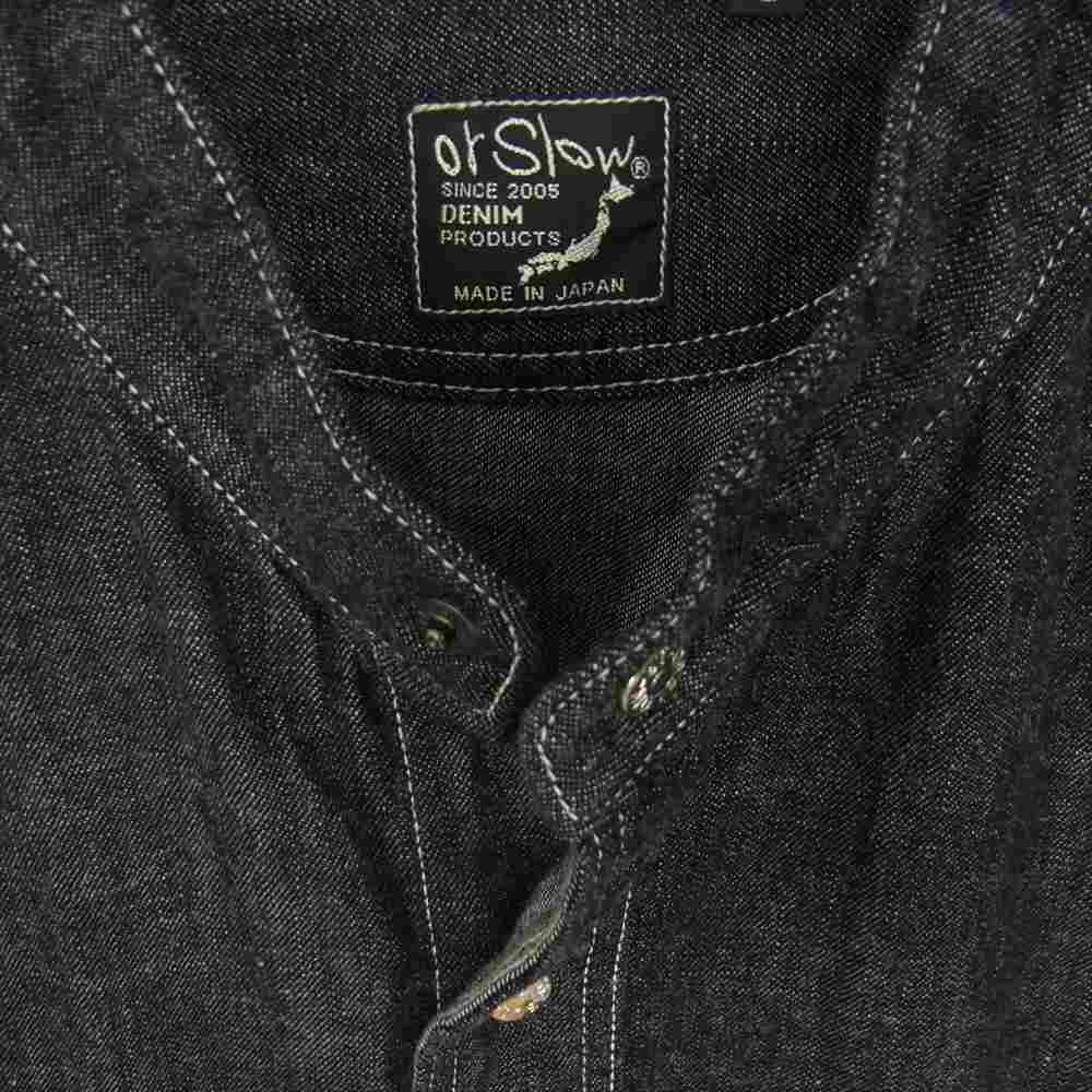 orSlow オアスロウ 01-8057 STAND COLLAR LONG SLEEVE SHIRT ブラックデニム スタンドカラー 長袖 シャツ ブラック系 2【極上美品】【中古】