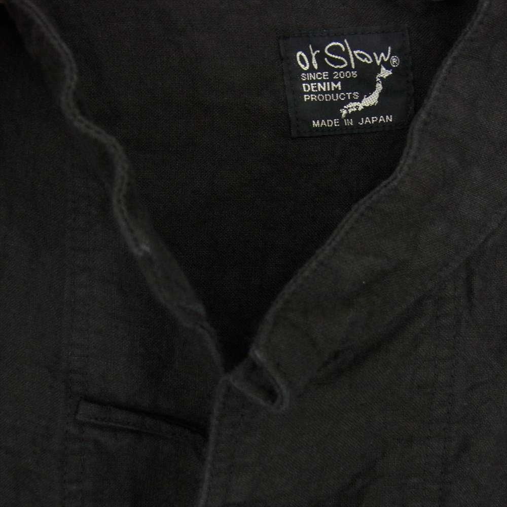 orSlow オアスロウ 03-6013 KUNG FU JACKET チャイナボタン スタンドカラー リネン カンフージャケット ブラック系 2【美品】【中古】