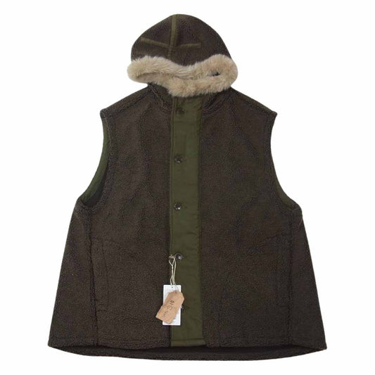 orSlow オアスロウ BEAMS BOY ビームスボーイ 別注 FUR HOODED FLEECE VEST ファーフード フリース ベスト ブラウン系【極上美品】【中古】