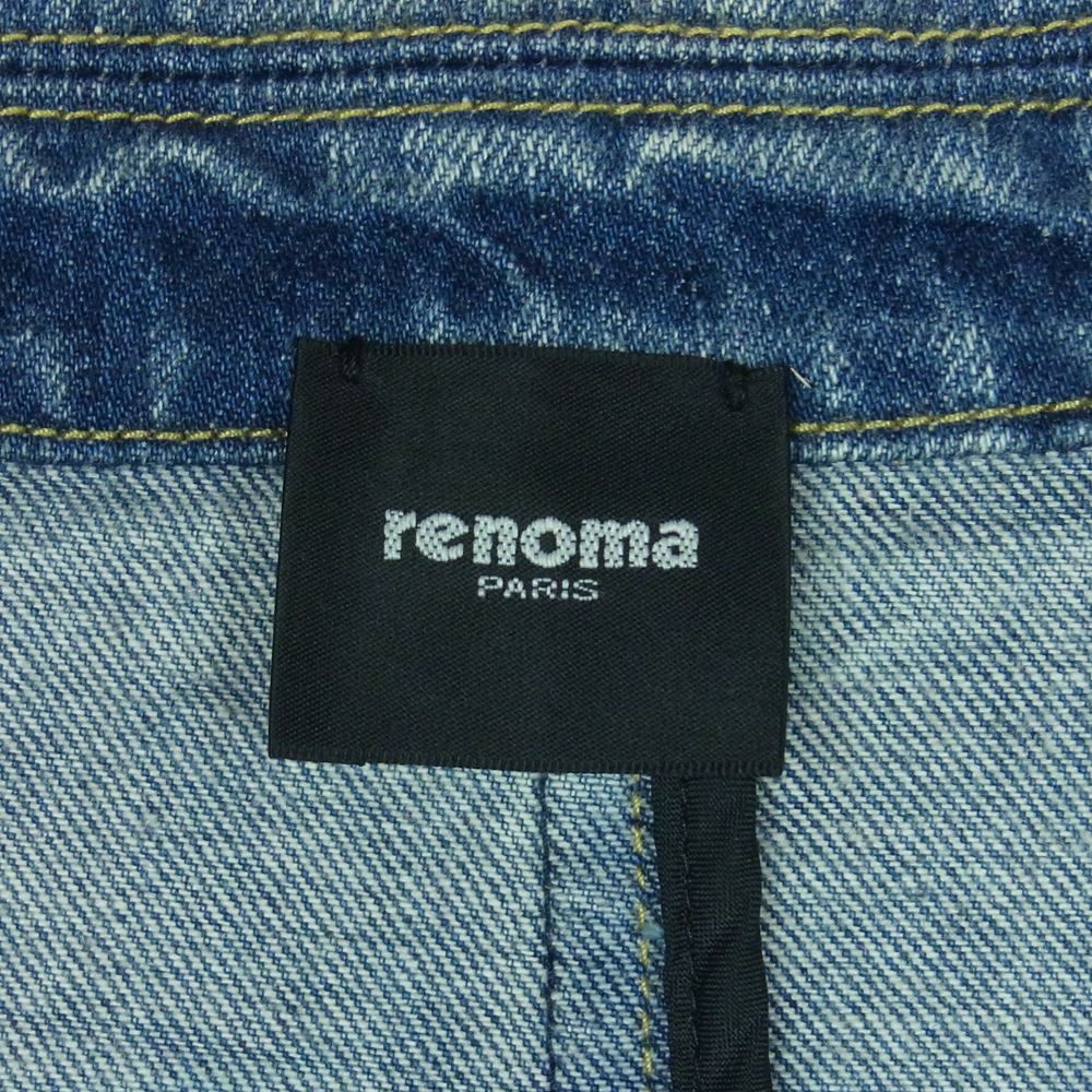 renoma レノマ PARIS 20SS R201-1-001 ケミカルウォッシュ加工 ロゴワッペン デニム チェスター コート インディゴブルー系 46【中古】