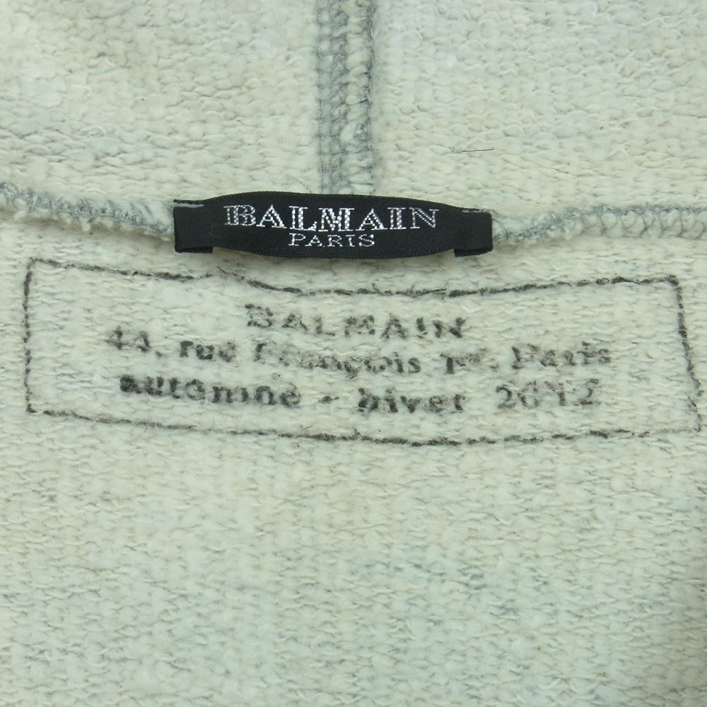 BALMAIN バルマン REF-J686B 国内正規品 ダブルジップ 裏起毛 フルジップ パーカー フーディ コットン グレー系 XS【中古】