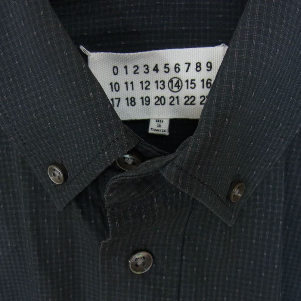 MAISON MARGIELA メゾンマルジェラ 16SS S30DL0326 S44781 14ライン 四つタグ レギュラーカラー ジャパンタグ ボタン ダウン 長袖 シャツ ダークグレー系 38【中古】