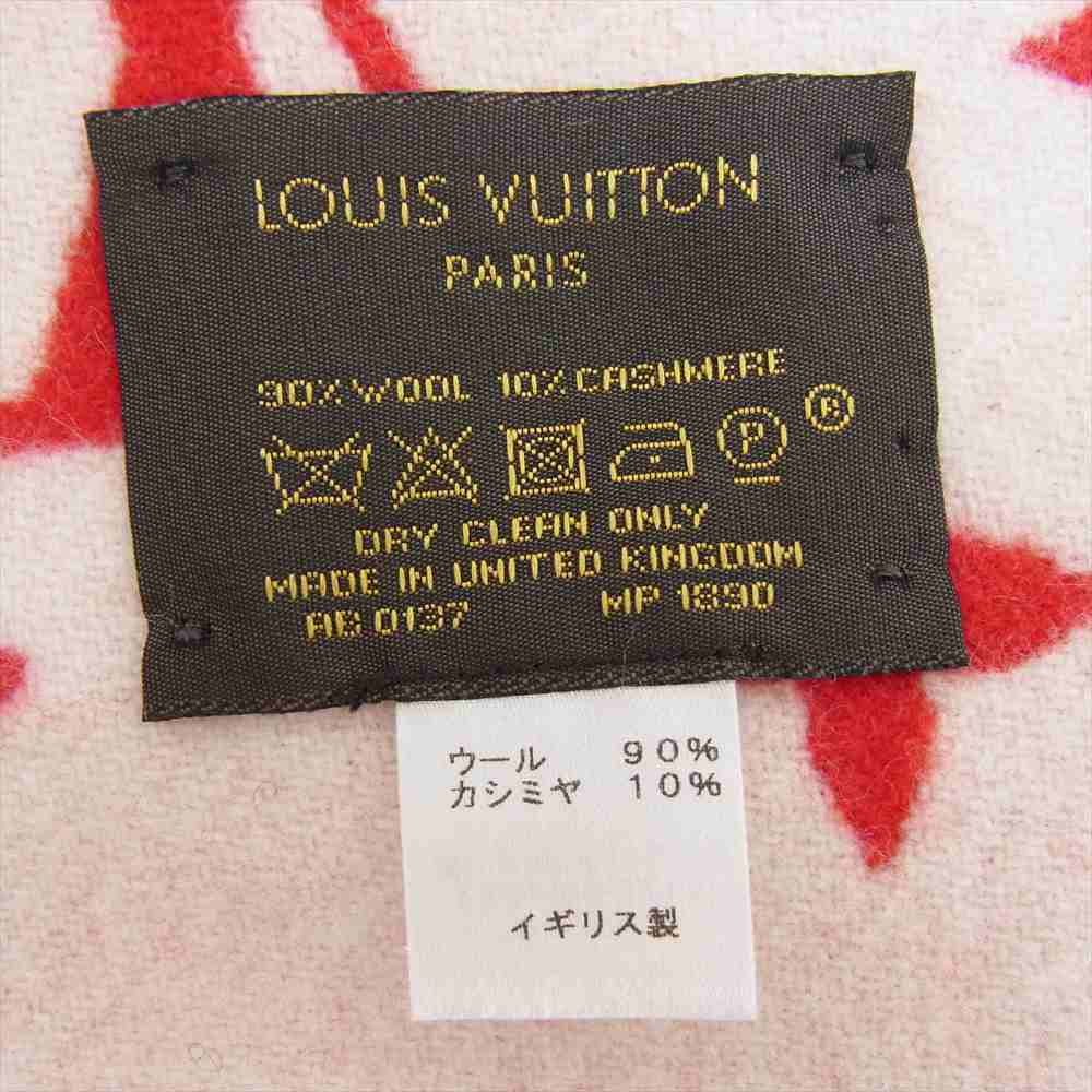 Supreme シュプリーム 17AW MP1890 LOUIS VUITTON Monogram Scarf ルイヴィトン モノグラム スカーフ カシミヤ混 マフラー レッド系【極上美品】【中古】