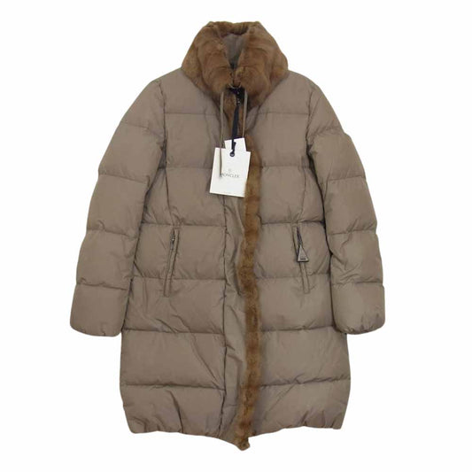 MONCLER モンクレール 120934993110 CLEMATITE クレマチス ファー付き ダウンコート ブラウン系 1【極上美品】【中古】