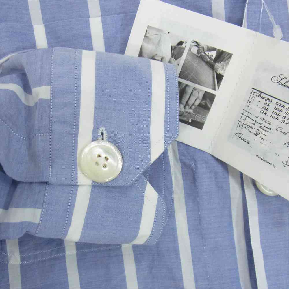 サルヴァーレピッコロ 国内正規品 イタリア製 1125-343-6793 ストライプ 長袖 シャツ ジャケット ブルー系 15 1/2【中古】
