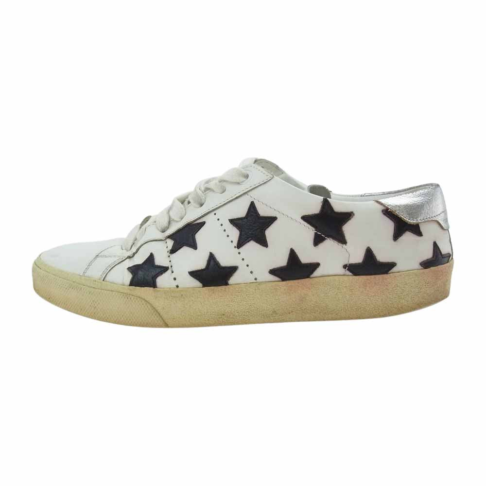 SAINT LAURENT サンローラン 421572 レザー スター ローカット スニーカー ホワイト系 ブラック系【中古】