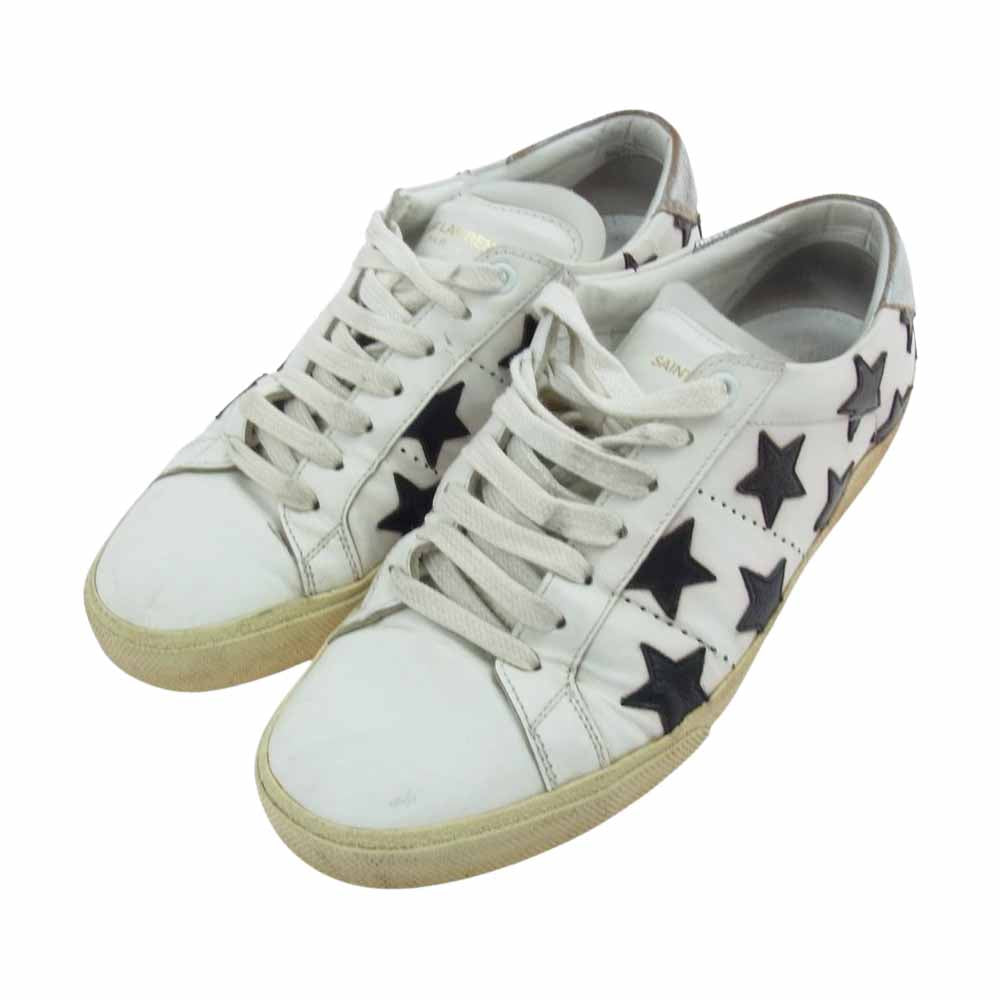 SAINT LAURENT サンローラン 421572 レザー スター ローカット スニーカー ホワイト系 ブラック系【中古】