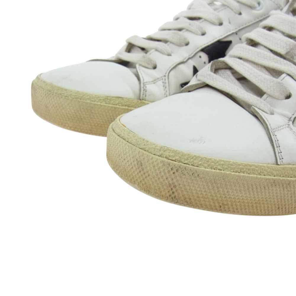 SAINT LAURENT サンローラン 421572 レザー スター ローカット スニーカー ホワイト系 ブラック系【中古】