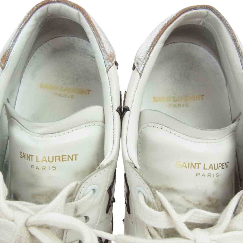 SAINT LAURENT サンローラン 421572 レザー スター ローカット スニーカー ホワイト系 ブラック系【中古】