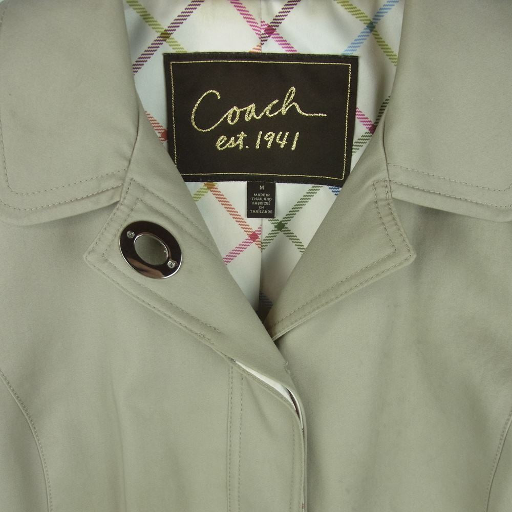 COACH コーチ レディース トレンチ コート コットン ポリエステル タイ製 ベージュ系 M【中古】