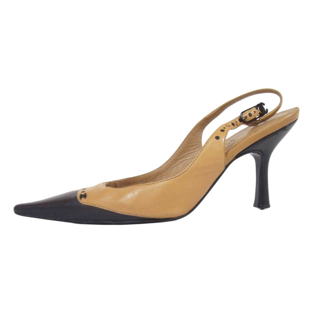 CHANEL シャネル バイカラー パンプス  ライトブラウン系 36 1/2 C【中古】