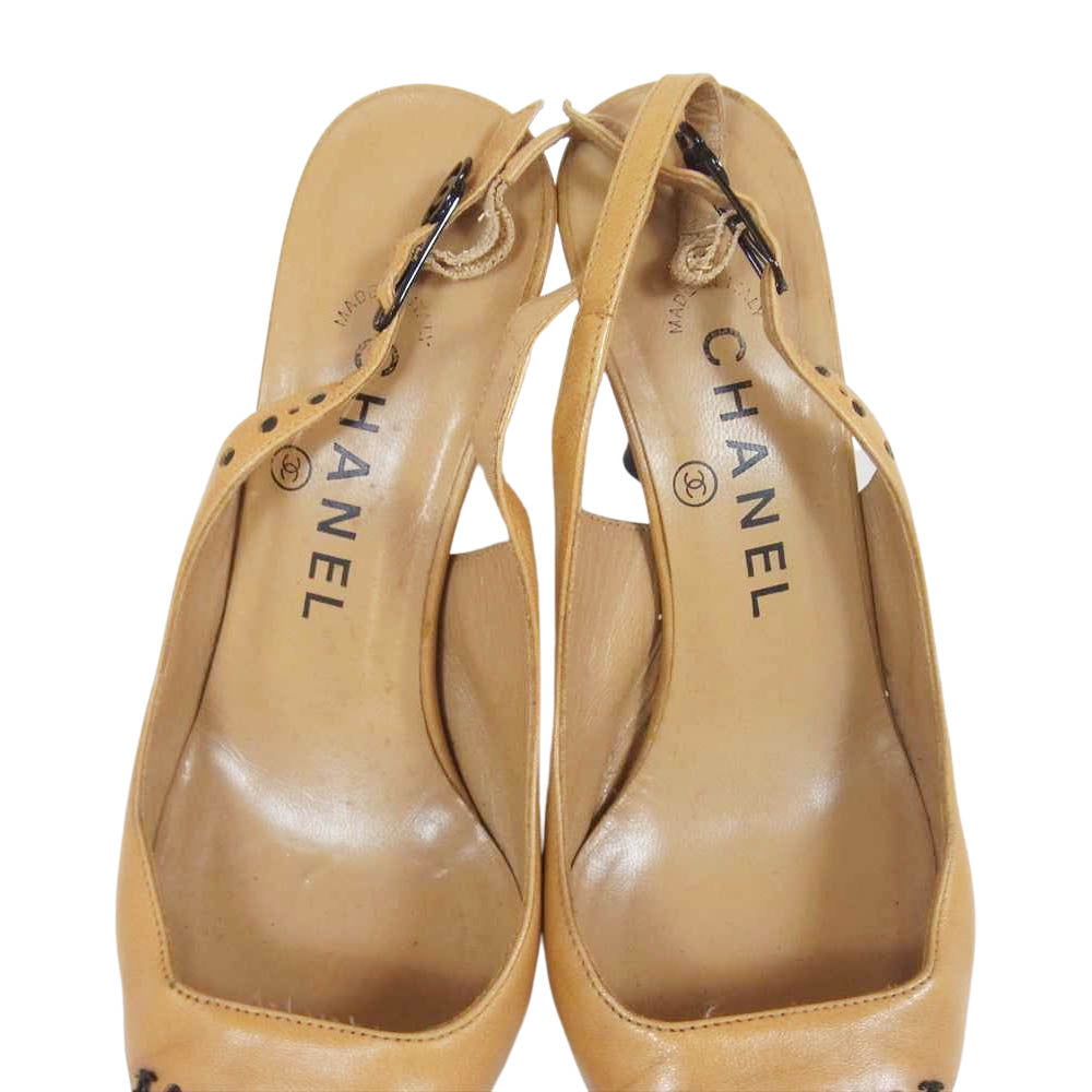 CHANEL シャネル バイカラー パンプス  ライトブラウン系 36 1/2 C【中古】