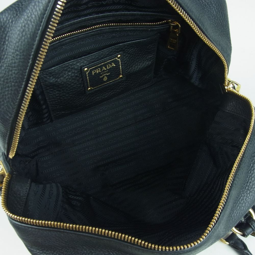PRADA プラダ B3091M レザー ミニ ボストン バッグ イタリア製 ブラック系【中古】