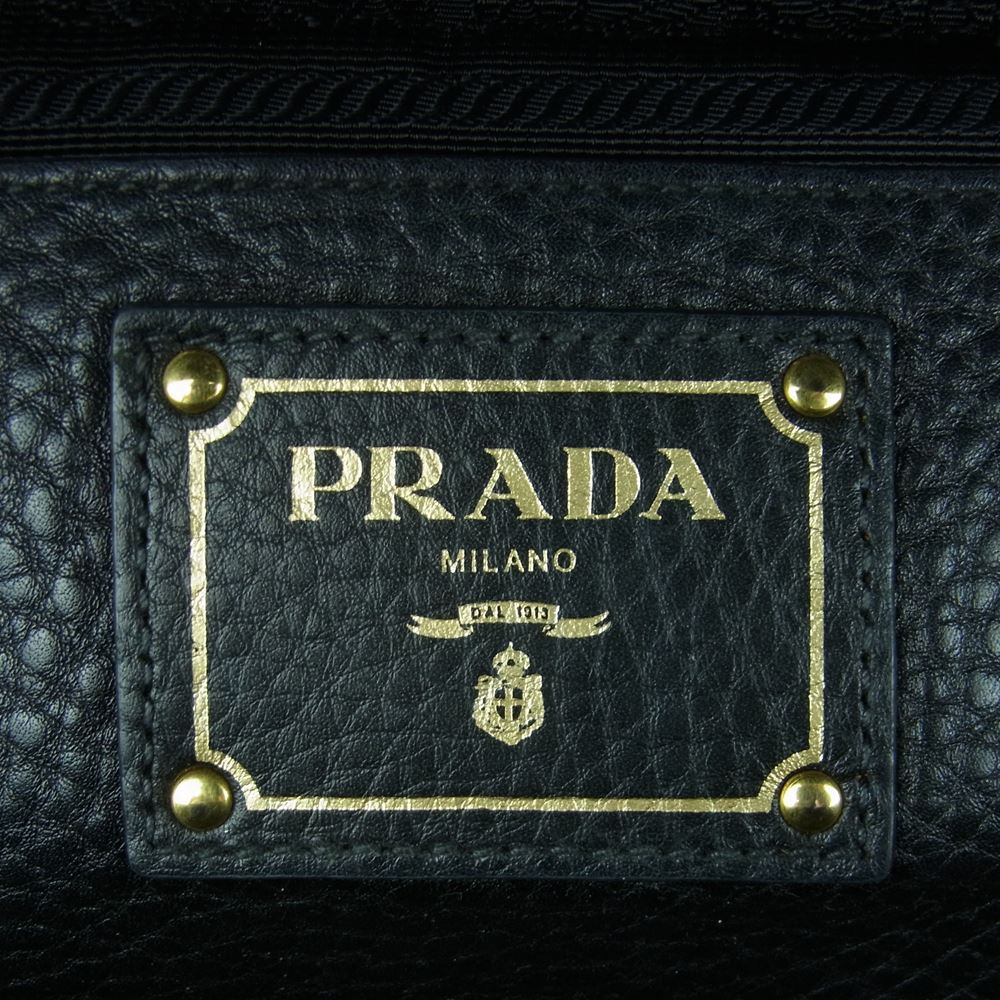 PRADA プラダ B3091M レザー ミニ ボストン バッグ イタリア製 ブラック系【中古】