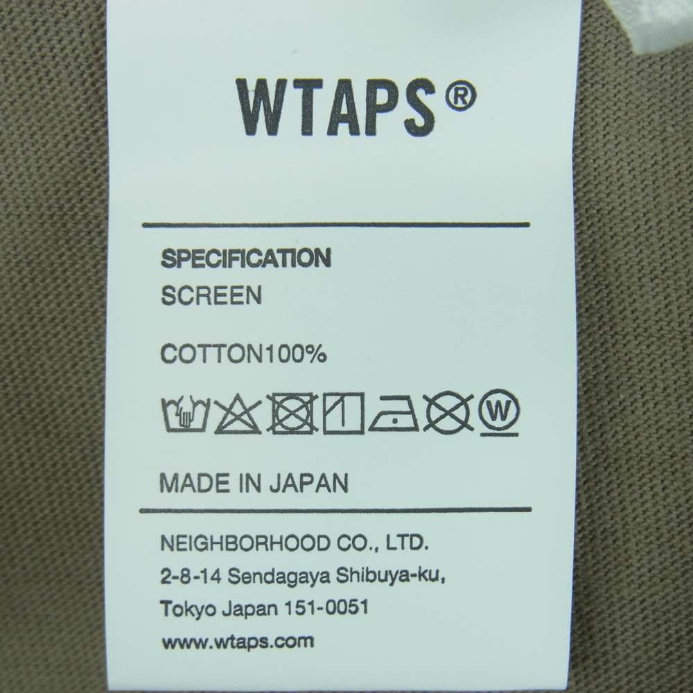 WTAPS ダブルタップス 20SS 201PCDT-ST05S 40PCT UPARMORED S/S TEE バックプリント 半袖 Tシャツ グレイッシュオリーブ系 03【極上美品】【中古】