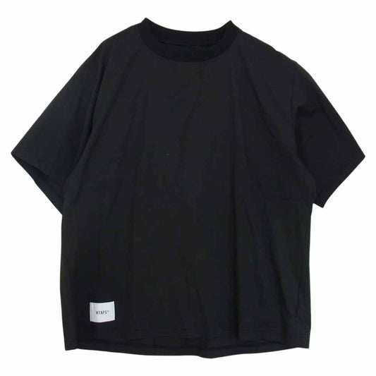 WTAPS ダブルタップス 21SS 211GWDT-SHM03 PEEP SS NYCO. BROADCLOTH ピープ ブロードクロス 襟リブ 半袖 Tシャツ ブラック系 X 03【中古】