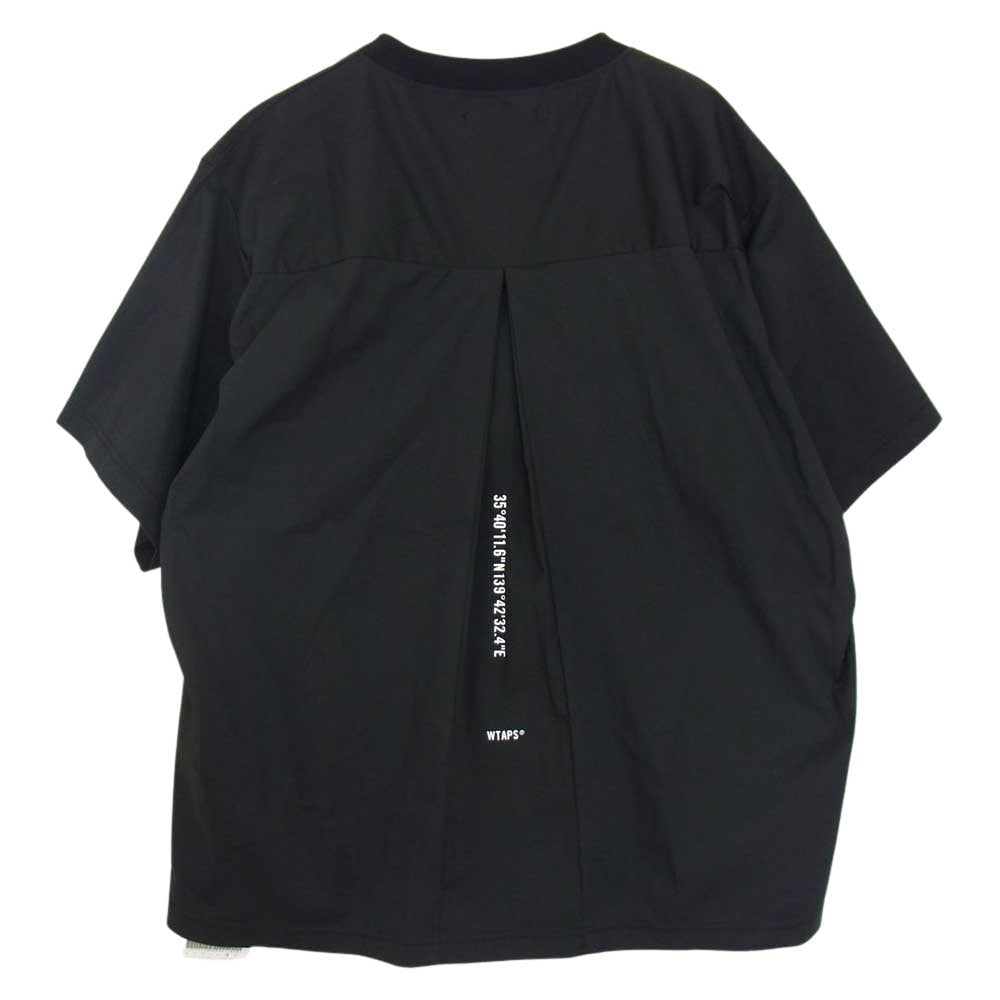 WTAPS ダブルタップス 21SS 211GWDT-SHM03 PEEP SS NYCO. BROADCLOTH ピープ ブロードクロス 襟リブ 半袖 Tシャツ ブラック系 X 03【中古】