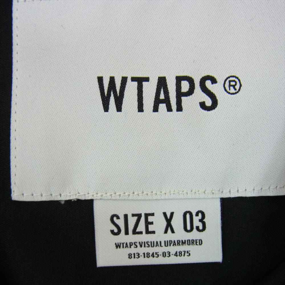 WTAPS ダブルタップス 21SS 211GWDT-SHM03 PEEP SS NYCO. BROADCLOTH ピープ ブロードクロス 襟リブ 半袖 Tシャツ ブラック系 X 03【中古】
