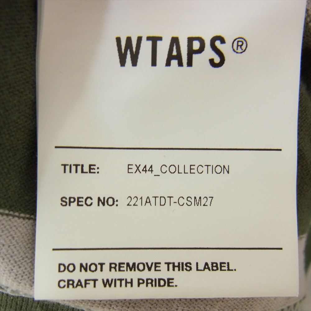WTAPS ダブルタップス 22SS 221ATDT-CSM27 LANE SS COTTON ボーダー 半袖 Tシャツ  グレー系 モスグリーン系 グリーン系 02【中古】