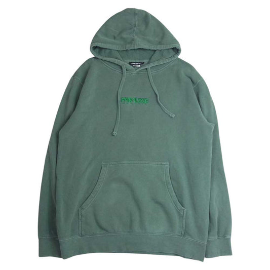 プリビレッジ SMALL NEW YORK CORE LOGO PULLOVER HOODIE スモール コア ロゴ ニューヨーク プルオーバー パーカー スウェット グリーン系 L【中古】