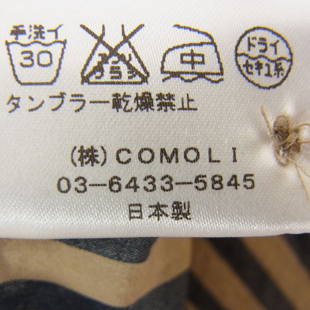 COMOLI コモリ 16AW J03-02002 ロンドンストライプ バンドカラー 長袖 シャツ ブラウン系 1【新古品】【未使用】【中古】