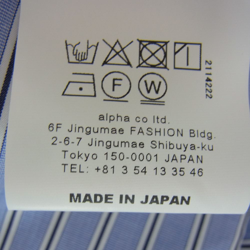 GRAPHPAPER グラフペーパー GM183-50079B Thomas Mason L/S B.D Box Shirt トーマスメイソン ボタンダウン ストライプ 長袖 ボックス シャツ ブルー系 2【新古品】【未使用】【中古】