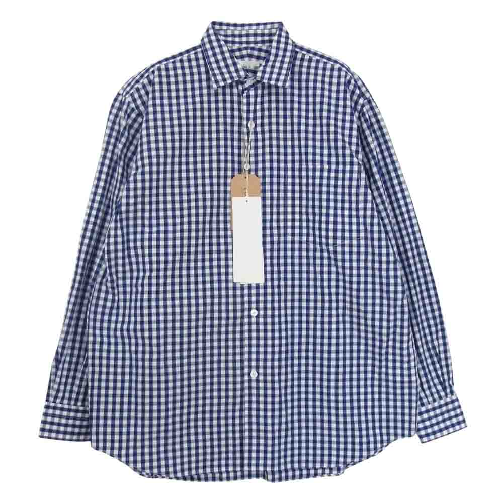 COMOLI コモリ 17SS K01-02001 ギンガムチェック 長袖 コモリシャツ ブルー系 1【新古品】【未使用】【中古】