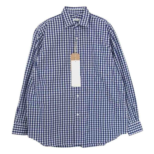 COMOLI コモリ 17SS K01-02001 ギンガムチェック 長袖 コモリシャツ ブルー系 1【新古品】【未使用】【中古】