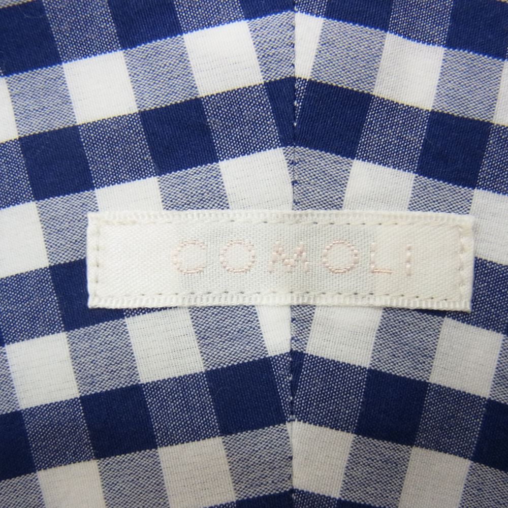 COMOLI コモリ 17SS K01-02001 ギンガムチェック 長袖 コモリシャツ ブルー系 1【新古品】【未使用】【中古】