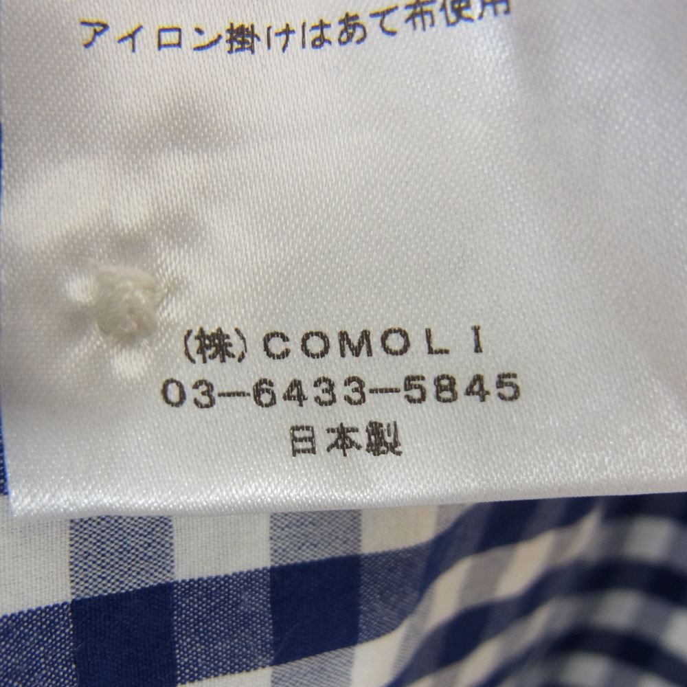 COMOLI コモリ 17SS K01-02001 ギンガムチェック 長袖 コモリシャツ ブルー系 1【新古品】【未使用】【中古】
