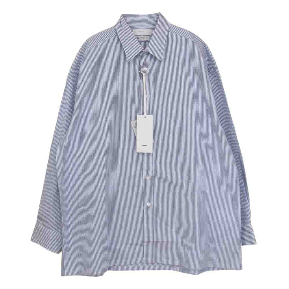 GRAPHPAPER グラフペーパー GM192-50505 L'ECHOPPE 別注 Thomas Mason Regular Collar Shirt トーマスメイソン ボタンダウン ストライプ 長袖 シャツ ブルー系 F【新古品】【未使用】【中古】