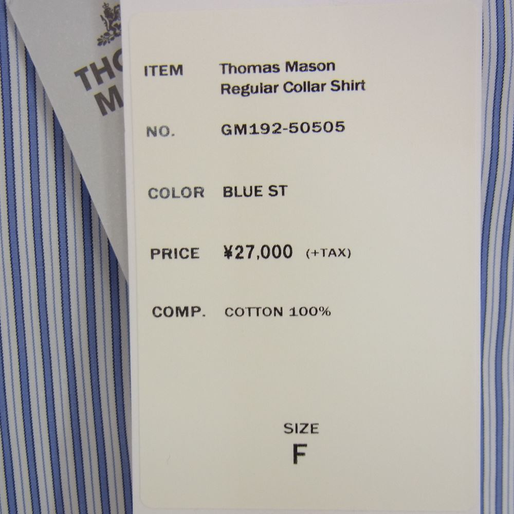 GRAPHPAPER グラフペーパー GM192-50505 L'ECHOPPE 別注 Thomas Mason Regular Collar Shirt トーマスメイソン ボタンダウン ストライプ 長袖 シャツ ブルー系 F【新古品】【未使用】【中古】